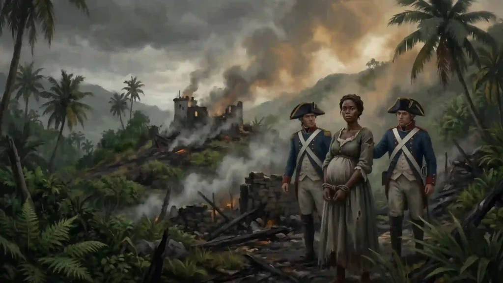Solitude capturée après l'explosion de Matouba en Guadeloupe en mai 1802