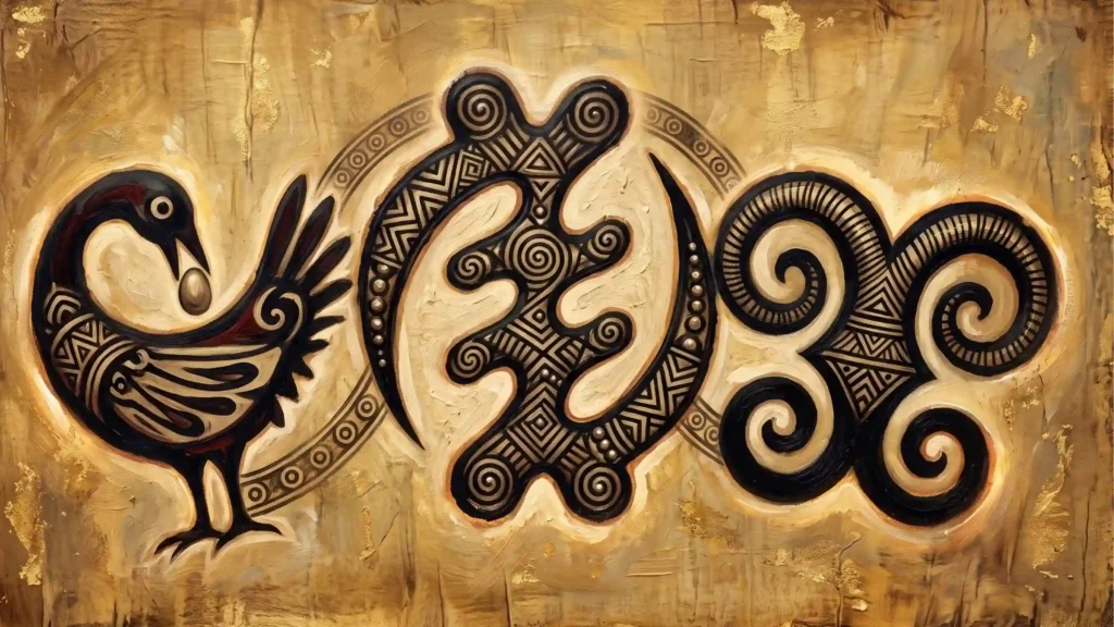 Les symboles Adinkra Sankofa et Gye Nyame représentant la sagesse philosophique du peuple Akan